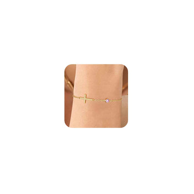 14k Gold Plated Cross Bracelet for Women Adjustable Dainty Thin Gold Twisted Link Chain Gold Bracelets for Women Bridesmaid van cleef Bracelet Christ Women Jesus Gift Christmas Gifts With Gemstone