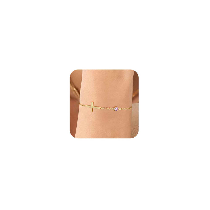 14k Gold Plated Cross Bracelet for Women Adjustable Dainty Thin Gold Twisted Link Chain Gold Bracelets for Women Bridesmaid van cleef Bracelet Christ Women Jesus Gift Christmas Gifts With Gemstone