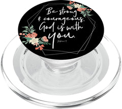 Strong Woman Bible Verse Josh 1 9 Inspirational Christian PopSockets PopGrip: Swappable Grip for Phones & Tablets PopSockets PopGrip for MagSafe