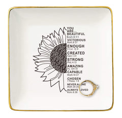 NZY Christian Scripture Religious Bible Verse Gifts for WomenAffirmations Inspirational Reminder GiftMothers DayBirthdayGraduationNew Year Christmas Gift-Jewelry Tray Trinket Holder Ring Dish