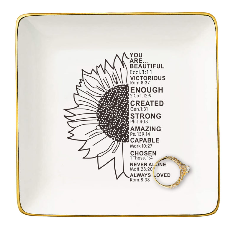 NZY Christian Scripture Religious Bible Verse Gifts for WomenAffirmations Inspirational Reminder GiftMothers DayBirthdayGraduationNew Year Christmas Gift-Jewelry Tray Trinket Holder Ring Dish