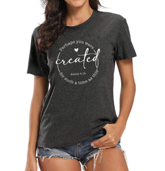 TSIIUO Womens Perhaps You were Created for Such a Time as This T-Shirt Funny Bible Verse Christian Short Sleeve Tees Black L