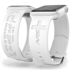 God is Within Her Watch Band compatible with Apple Watch Laser Engraved iWatch Band Silicone 38mm 40mm 41mm 42mm 44mm 45mm 49mm Strap Jesus God Christian Psalm Gift (38/40/41mm M/L White)