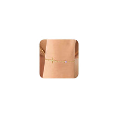 14k Gold Plated Cross Bracelet for Women Adjustable Dainty Thin Gold Twisted Link Chain Gold Bracelets for Women Bridesmaid van cleef Bracelet Christ Women Jesus Gift Christmas Gifts With Gemstone